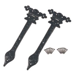 GateMate Black Straight Ornamental Tee Hinges 125mm x 12" x 300mm 2 Pack
