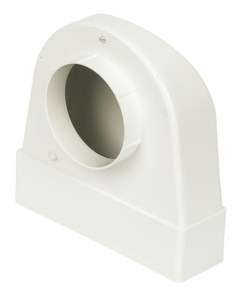 Manrose PVC Round to Rectangular Flat Channel Appliance Connector Elbow 90° Bend White 212mm x 100mm