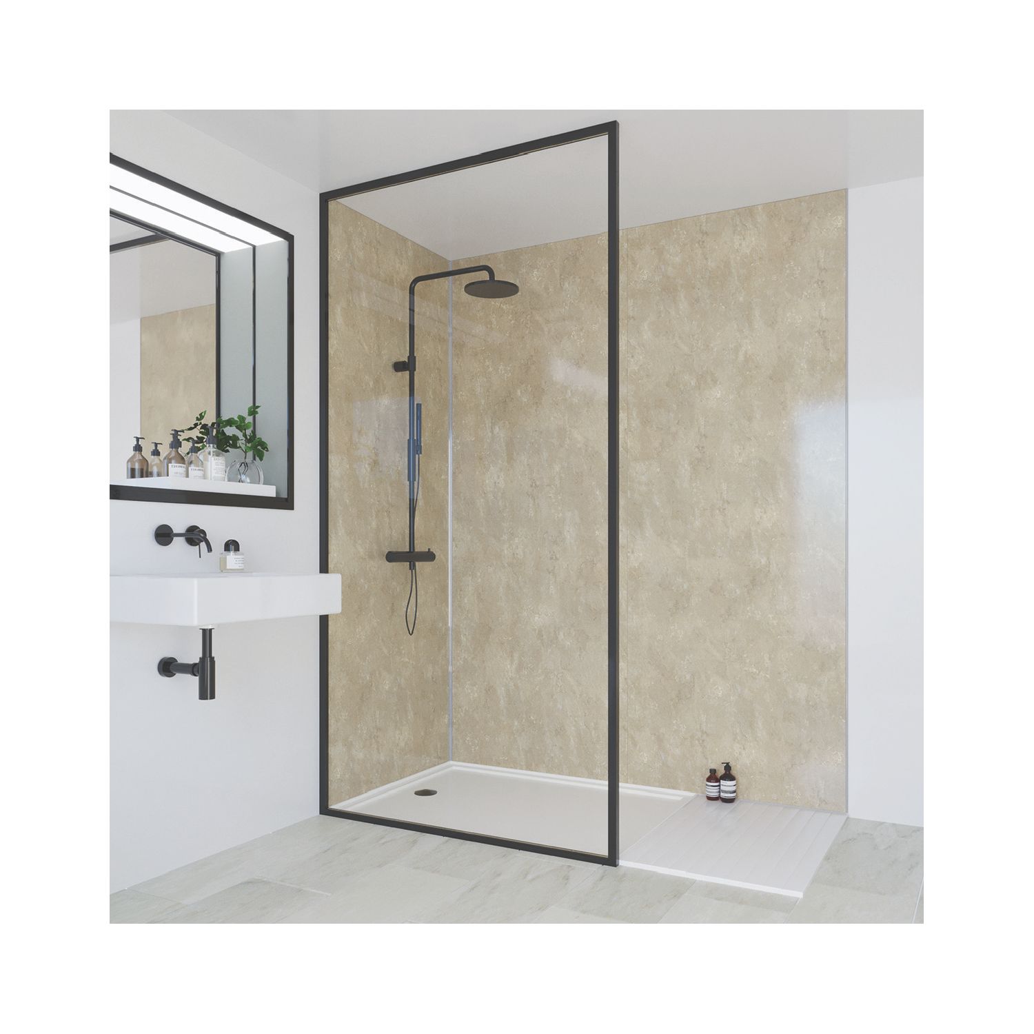 Multipanel Unlipped Bathroom Waterproof Wall Panel Gloss Travertine 2400mm x 1200mm x 11mm (242CG)
