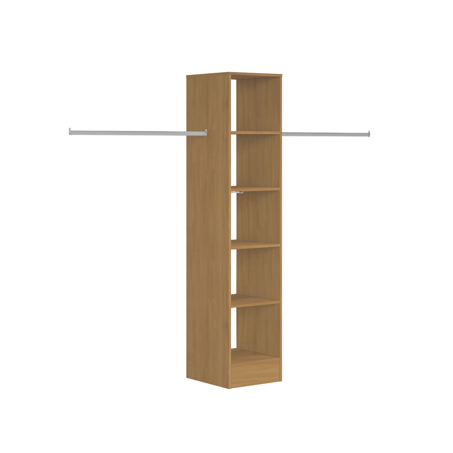 Spacepro 5-Shelf Tower Unit with Hanger Bar Oak 450mm x 2100mm (242GP)
