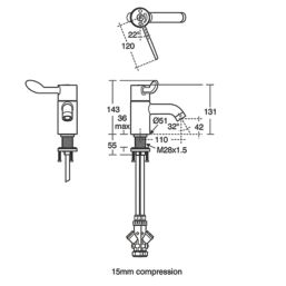 Armitage Shanks Contour 21+ Chrome  131mm Lever Mono Basin Mixer Tap