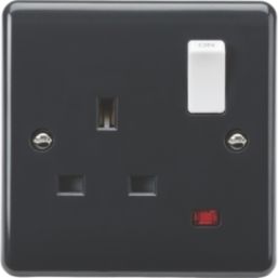 Knightsbridge Part M 13A 1-Gang DP Switched Plug Sockets Anthracite with Neon
