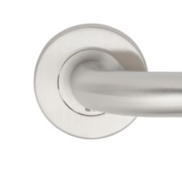 Eurospec  Fire Rated Safety Lever on Rose Pair Satin Stainless Steel
