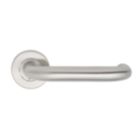 Eurospec  Fire Rated Safety Lever on Rose Pair Satin Stainless Steel