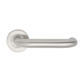Eurospec  Fire Rated Safety Lever on Rose Pair Satin Stainless Steel