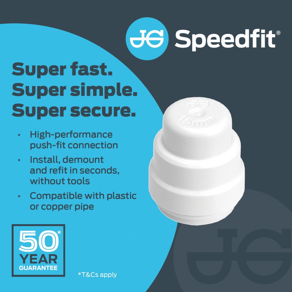 JG Speedfit Plastic Push-Fit Stop Ends 15mm 10 Pack - Screwfix