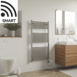 Azur 1200mm x 600mm 2048BTU Chrome Flat Electric Towel Radiator