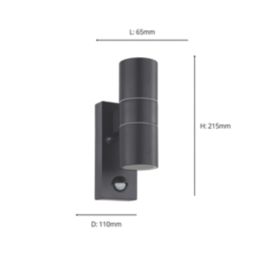 Eglo Riga 5 Outdoor LED Wall Light With PIR Sensor Black 2.8W 250lm