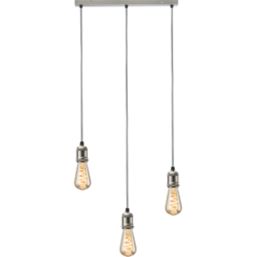 Knightsbridge  Vintage Style 3-Light Bar Pendant Brushed Chrome
