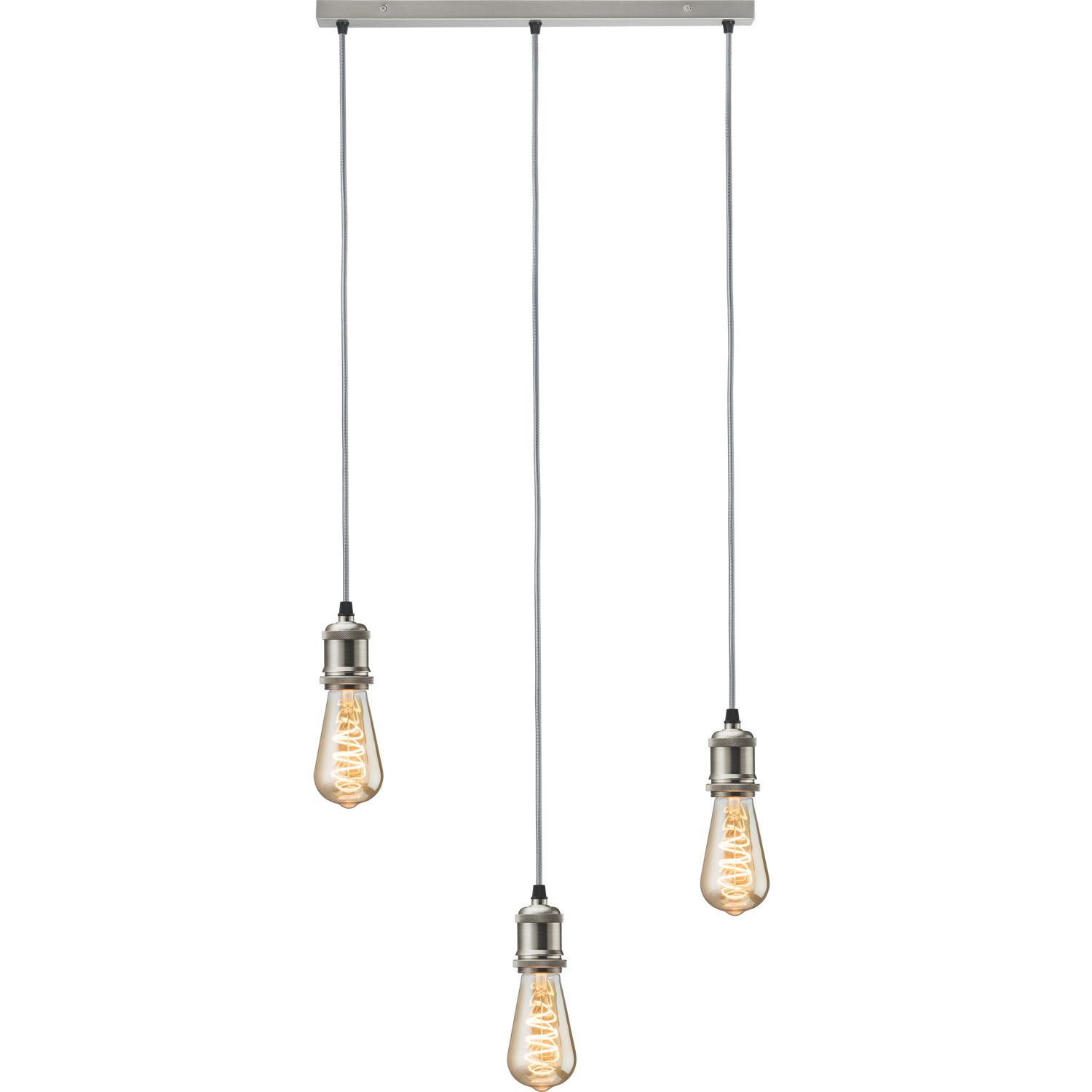 Knightsbridge Vintage Style 3-Light Bar Pendant Brushed Chrome (243GE)