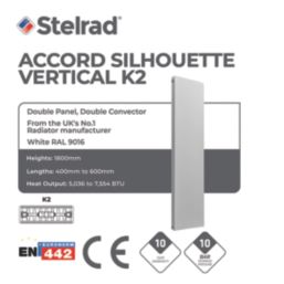 Stelrad 1800mm x 400mm 5036BTU White Type 22 Convector Radiator