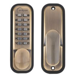 Eclipse Fire Rated  ED20 Mechanical Push Button Digital Lock Matt Antique Brass  38mm