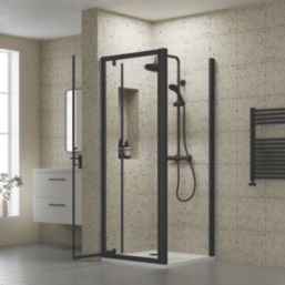 ETAL  Framed Square Pivot Door Shower Enclosure & Tray  Matt Black 755mm x 750mm x 1940mm