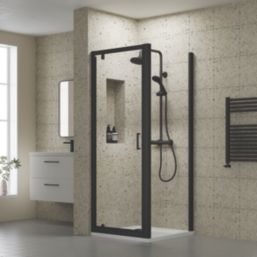 ETAL  Framed Square Pivot Door Shower Enclosure & Tray  Matt Black 755mm x 750mm x 1940mm