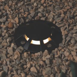 Zink Pan 100mm Outdoor Round Ground Lights Black 4 Pack