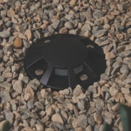 Zink Pan 100mm Outdoor Round Ground Lights Black 4 Pack