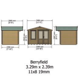 Shire Berryfield 11' x 8' (Nominal) Apex Timber Log Cabin