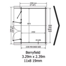 Shire Berryfield 11' x 8' (Nominal) Apex Timber Log Cabin