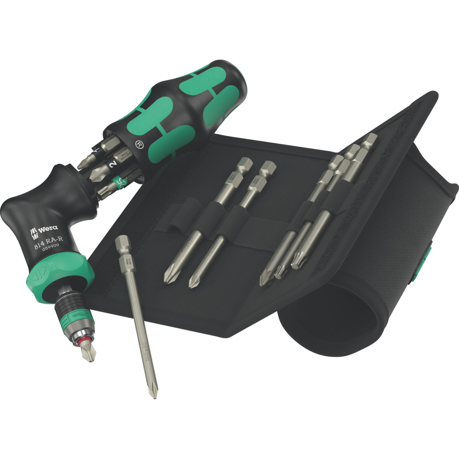 Wera Kraftform Kompakt Pistol RA-R 2 Interchangeable Ratchet Screwdriver Set 13 Pieces (244AY)