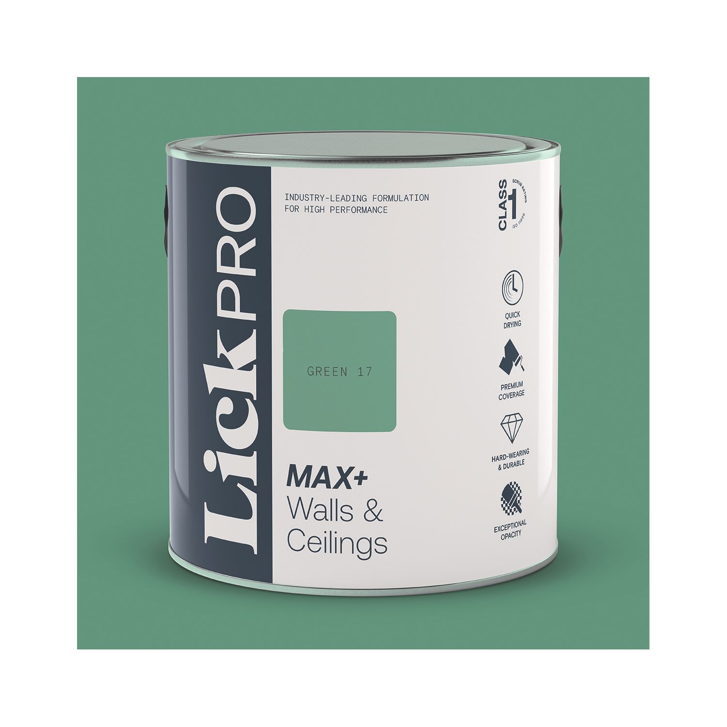 LickPro Max+ 2.5Ltr Green 17 Matt Emulsion Paint (244JY)