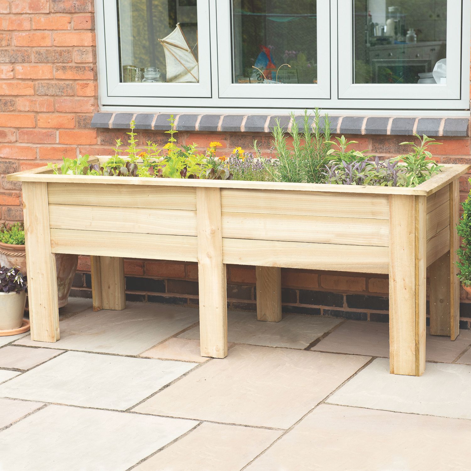 Forest Rectangular Garden Planter Natural Timber 1800mm x 700mm x 700mm (244KT)