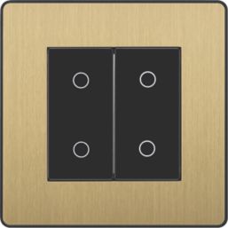 British General Evolve 2-Gang 2-Way LED Double Secondary Touch Trailing Edge Dimmer Switch  Satin Brass with Black Inserts