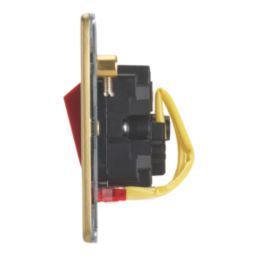Contactum Lyric 45A 1-Gang DP Control Switch Brushed Brass with Neon with Black Inserts