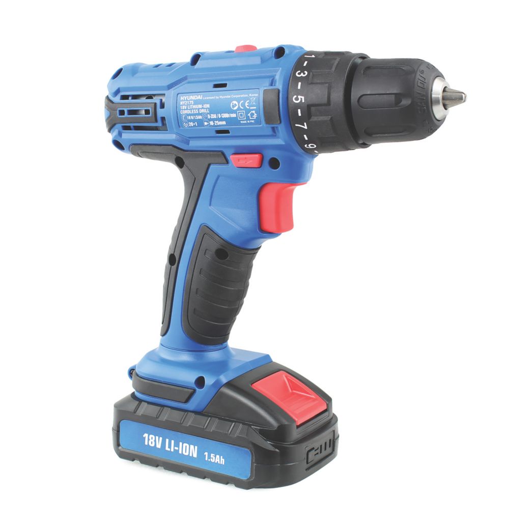 Hyundai HY2175 18V 1 x 1.5Ah Li Ion Cordless Drill Driver with