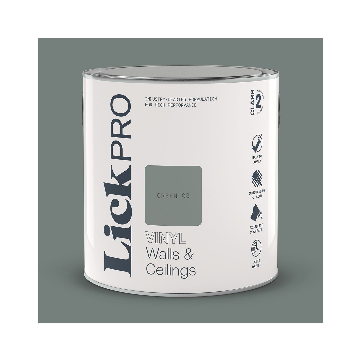 LickPro 2.5Ltr Green 03 Vinyl Matt Emulsion Paint (244TM)