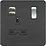 Knightsbridge  13A 1-Gang SP Switched Socket + 2.4A 12W 2-Outlet Type A USB Charger Matt Black with Black Inserts