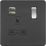 Knightsbridge  13A 1-Gang SP Switched Socket + 2.4A 12W 2-Outlet Type A USB Charger Matt Black with Black Inserts