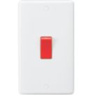 Knightsbridge Curved Edge 45A 2-Gang DP Cooker Switch White