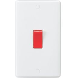 Knightsbridge Curved Edge 45A 2-Gang DP Cooker Switch White