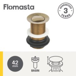 Flomasta Unslotted Pop Up Small Basin Waste Brushed Brass 66mm