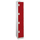 LinkLockers 4-Door Security Locker 1800mm x 300mm Red