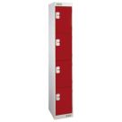 LinkLockers 4-Door Security Locker 1800mm x 300mm Red