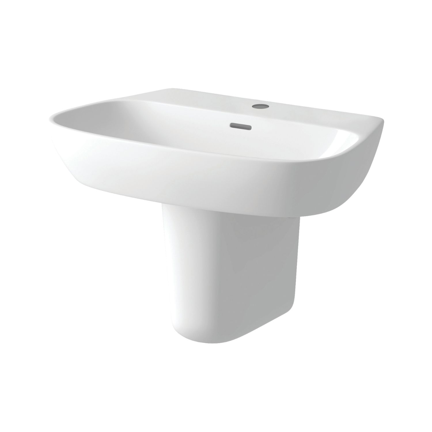 Maine Basin with Semi Pedestal 1 Tap Hole 600mm (245AE)