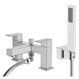 Refurb Swirl Carna Chrome-Plated 128mm Deck Mounted Dual Control Manual Shower Mixer Tap