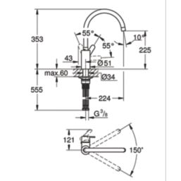 Grohe Get Single Lever Kitchen Sink Mixer Tap Matt Black