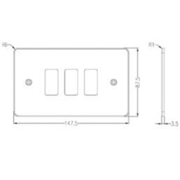 Knightsbridge  3-Module Grid Faceplate Brushed Chrome