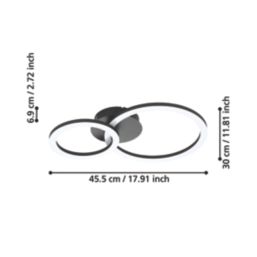 Eglo Parrapos-Z LED Smart Ceiling Light Black 15W 2100lm