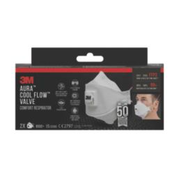 3M Aura Comfort Cool Flow Particulate 9332+ Disposable Valved Respirator P3 2 Pack