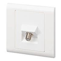 MK Essentials F-Type Satellite Socket White with Colour-Matched Inserts