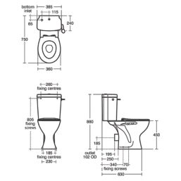 Armitage Shanks Sandringham 21  Raised-Height Close-Coupled Toilet Single-Flush Lever 6Ltr