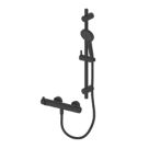 Refurb Swirl Bonda HP Rear-Fed Exposed Matt Black Thermostatic Shower Kit