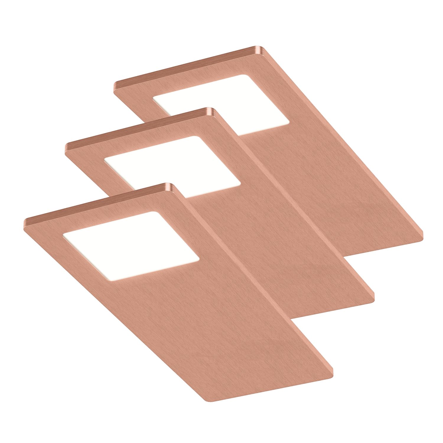 Sensio Astro TrioTone Rectangular LED Cabinet Downlights Copper 14.4W 280-300lm 3 Pack (245PH)
