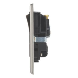 Contactum Iconic 13A 1-Gang DP Switched Socket Outlet Brushed Steel  with Black Inserts