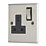 Contactum Iconic 13A 1-Gang DP Switched Socket Outlet Brushed Steel  with Black Inserts