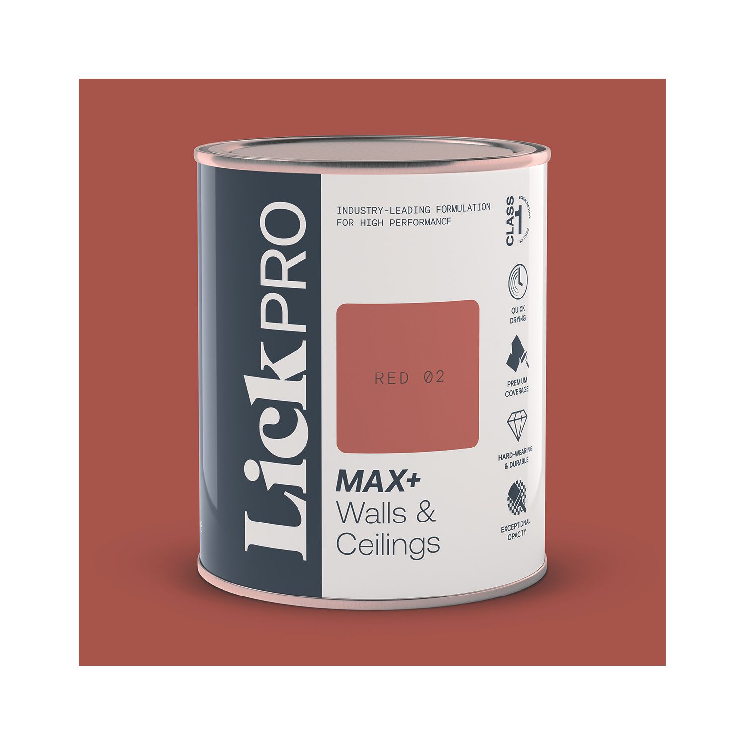 LickPro Max+ 1Ltr Red 02 Matt Emulsion Paint (245TM)