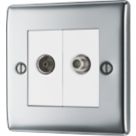 British General Nexus Metal 1-Gang Duplex TV Socket Polished Chrome